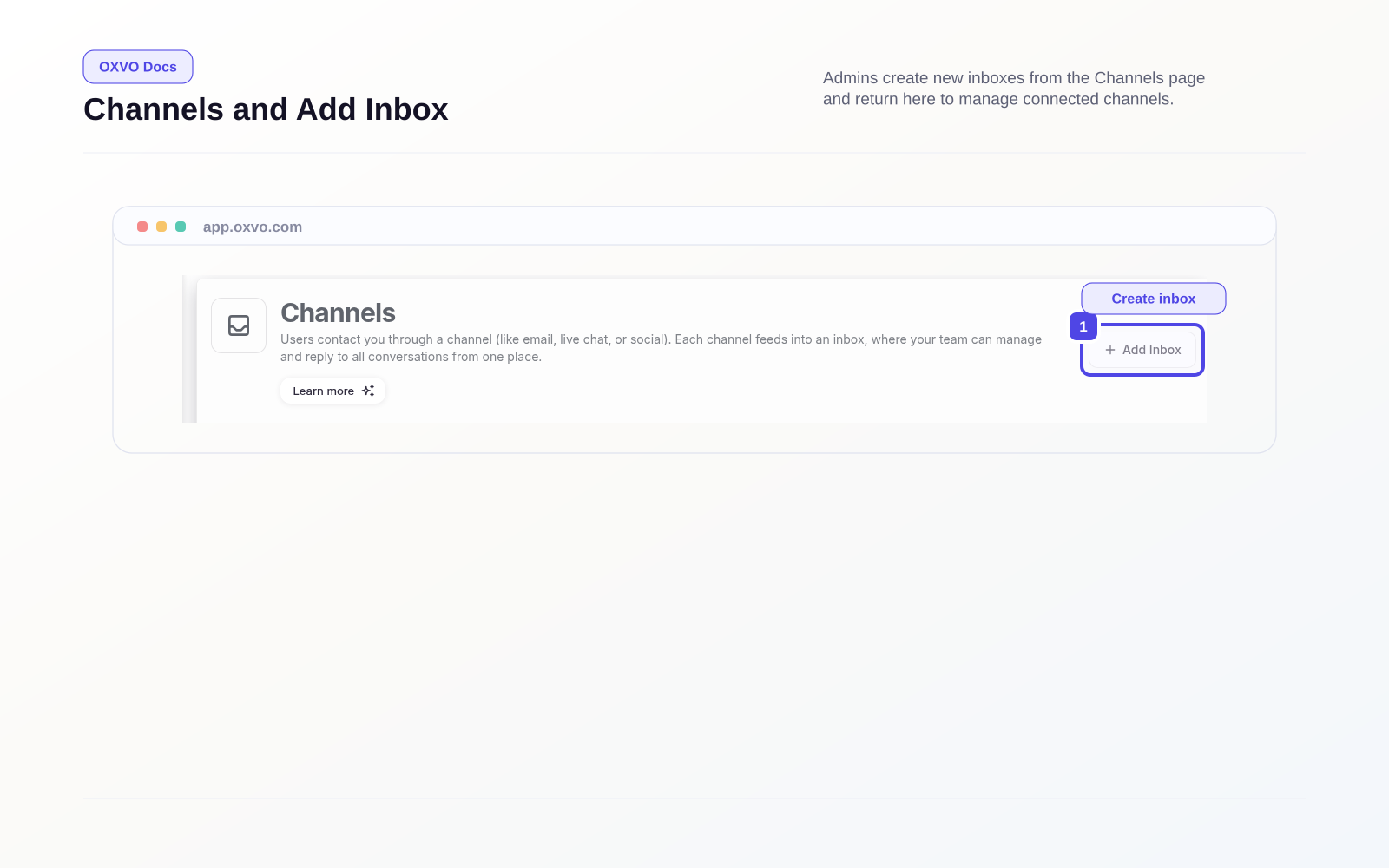 Channels list and Add Inbox entry point