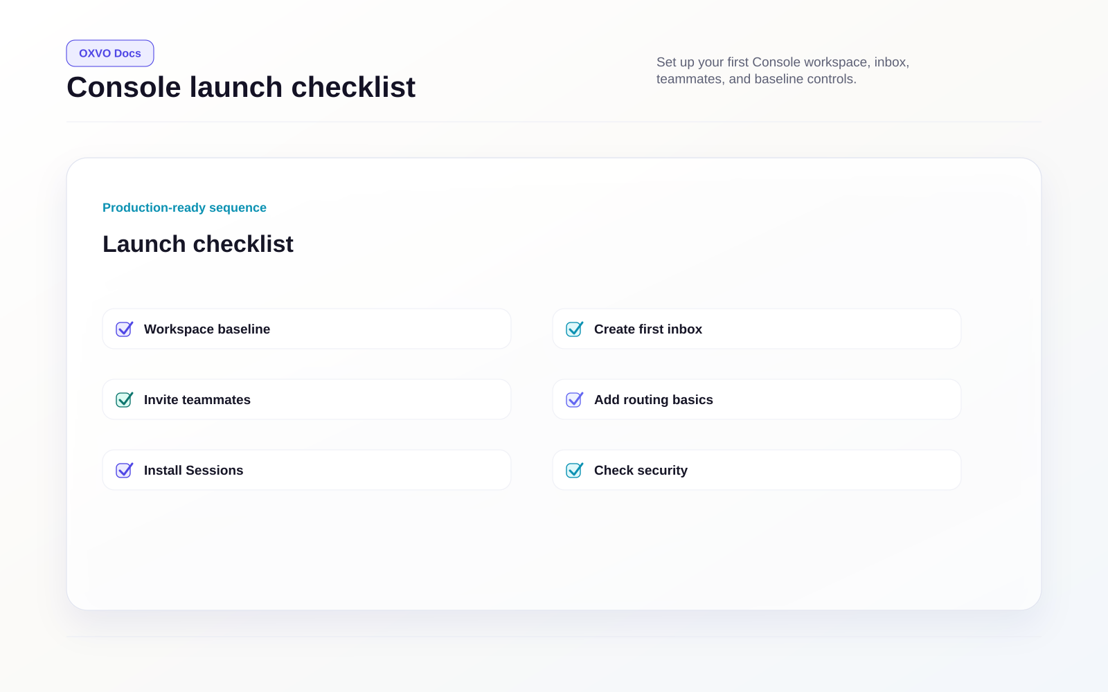 Console launch checklist