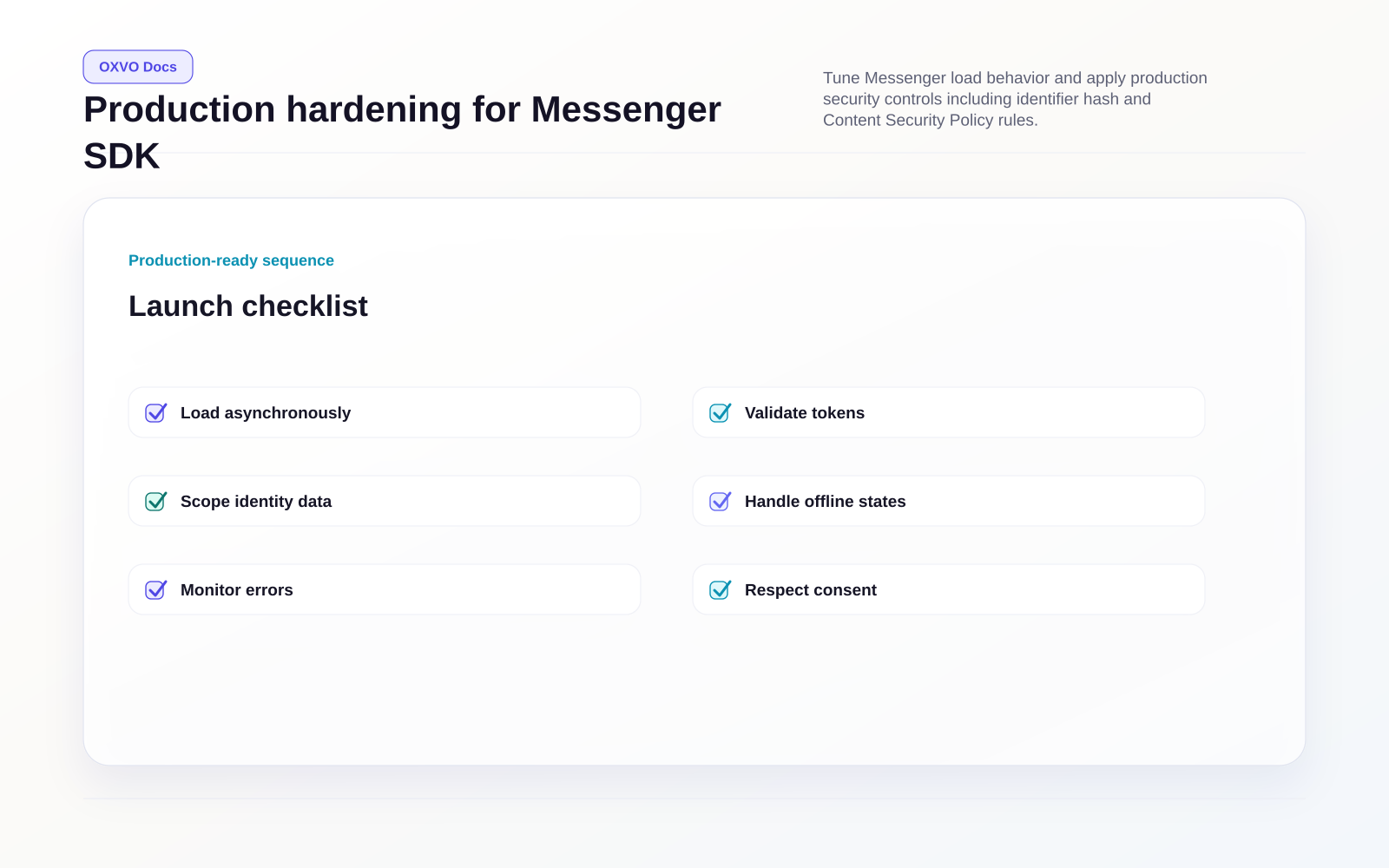 Production hardening for Messenger SDK