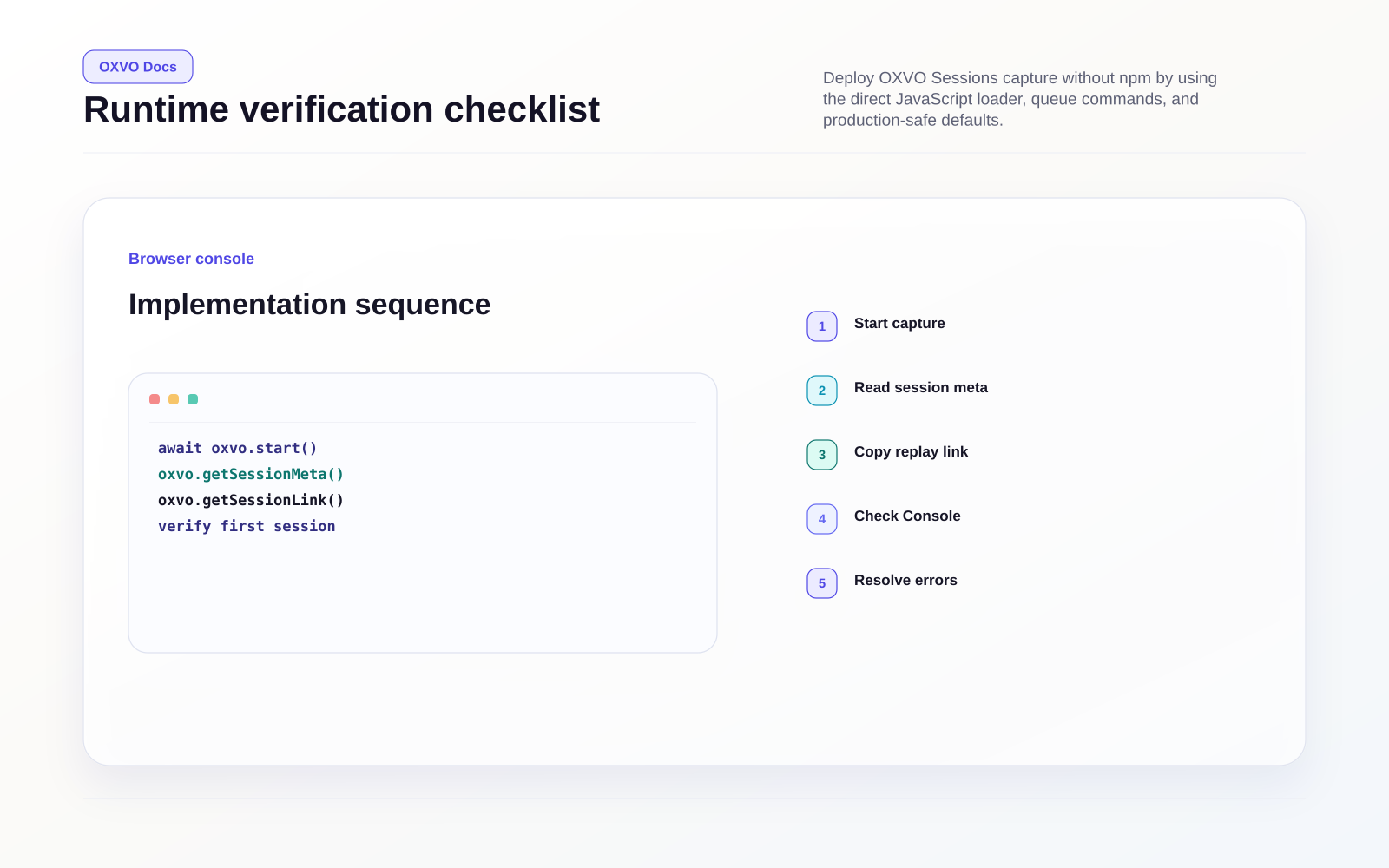 Runtime verification from browser console